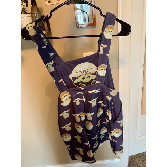 Star Wars Blackmilk Baby Yoda Grogu Short Overalls - Picture 4 of 4